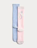 2pk Cotton Rich Unicorn Welly Socks (6 Small - 3½ Large)