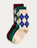 3pk Cotton Rich Diamond Socks (6 Small - 7 Large)