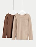 2pk Heatgen™ Thermal Waffle Tops (2-14 Yrs)