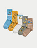 Pack de 5 pares de calcetines de algodón con diseño de animales (6 pequeño-7 grande)