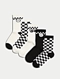 Lot de 5 paires de chaussettes en coton à carreaux et texte «&nbsp;Be Happy&nbsp;» (du 23 au 40,5)