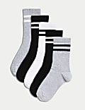 5pk Cotton Rich Ribbed Striped Sport Socks