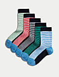 5pk Cotton Rich Striped Socks (6 Small - 7 Large)