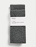 2pk Cotton Rich School Tights (2-16 Yrs)