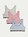 3pk Cotton with Stretch Crop Tops (6-16 Yrs)