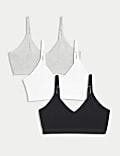3pk Cotton with Stretch Crop Tops (6-16 Yrs)