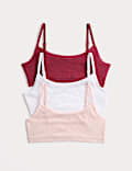 3 Pack Cotton with Stretch Ribbed Crop Tops (6-16 Years)
