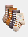 4er-Pack gestreifte Babysocken mit hohem Baumwollanteil