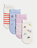 4pk Cotton Rich Patterned Socks 