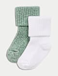 2pk Cotton Rich Ribbed Socks (7lbs-3 Yrs)
