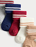 5pk Cotton Rich Striped Ribbed Socks (0-3 Years)