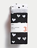 Pack de 3 pares de medias de algodón con diseño de corazones (2-14&nbsp;años)