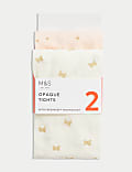 2pk 40 Denier Patterned Sparkle Tights (2-14 Yrs)