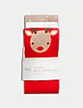 Lot de 3&nbsp;paires de collants de Noël en coton (jusqu’au 3&nbsp;ans)