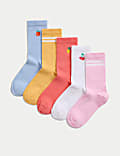 5pk Cotton Rich Ballerina Socks (6 Small - 7 Large)