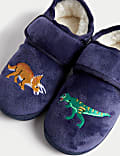 Kids' Riptape Dinosaur Slippers (4 Small - 12 Small)