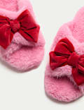Kids' Faux Fur Bow Slippers (1 Large - 6 Large)