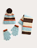 Kids' Striped Hat, Scarf and Glove Set (3-13 Yrs)