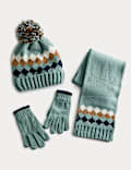Kids' Diamond Hat Scarf & Gloves Set (3-13 Yrs)