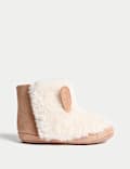 Baby Riptape Faux Fur Pram Shoes (0-18 Months)