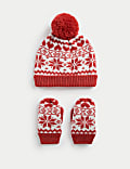 Kid's Cotton Rich Hat and Mitten Set (3 Mths-3 Yrs)