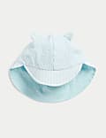 כובע שמש דו-צדדי מכותנה טהורה לילדים (6-1 שנים)