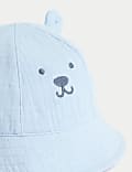 Pure Cotton Bear Sun Hat (0-18 Mths)