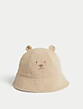 Pure Cotton Bear Sun Hat (0-18 Mths)