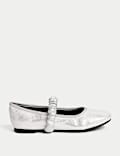 Kids' Ruched Strap Ballet Pumps (4 Small - 6 Large)