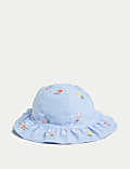 Embroidered Floral Sun Hat (0-12 Mths)