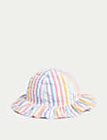 Pruhovaný klobouk proti slunci z&nbsp;čisté bavlny (0–1&nbsp;rok)