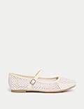 Kids' Diamante Mesh Ballet Pumps (10 Small - 6 Large)