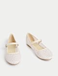 Kids' Diamante Mesh Ballet Pumps (10 Small - 6 Large)