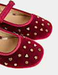 Kids' Velvet Studded Ballet Pumps (4 Small - 2 Large)