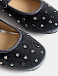 Kids' Velvet Studded Ballet Pumps (4 Small - 2 Large)