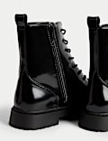 Kids' Lace Up Patent Boots (4 Small - 6 Large)