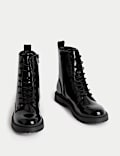 Kids' Lace Up Patent Boots (4 Small - 6 Large)
