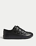 Zapatos infantiles escolares de piel con velcro triple (2½ grande-9 grande)