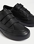 Kids' Triple Riptape Leather School Shoes (2½ Large - 9 Large)