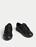 Zapatos infantiles escolares de piel con velcro triple (2½ grande-9 grande)