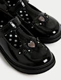 Chaussures enfants en cuir motif cœur à bande auto-agrippante, idéales pour l’école (du 25,5 au 34,5)