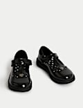 Chaussures enfants en cuir motif cœur à bande auto-agrippante, idéales pour l’école (du 25,5 au 34,5)