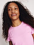 Cotton Rich Ribbed Fitted Crop T-Shirt (6-16 Yrs)