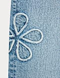 Floral Embroidered Wide Leg Denim Jeans (6-16 Yrs)