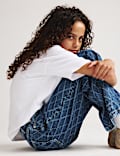 Denim Jacquard Wide Leg Jeans (6-16 Yrs)