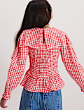 Pure Cotton Gingham Blouse (6-16 Yrs)