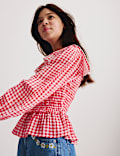 Pure Cotton Gingham Blouse (6-16 Yrs)