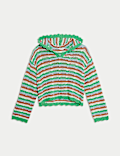 Cotton Blend Striped Knitted Hoodie (6-16 Yrs)