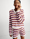 Cotton Blend Striped Knitted Hoodie (6-16 Yrs)