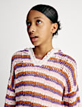 Cotton Blend Striped Knitted Hoodie (6-16 Yrs)